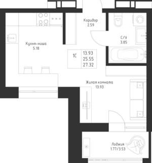 Студия квартира, вторичка, 27м2, 2/23 этаж