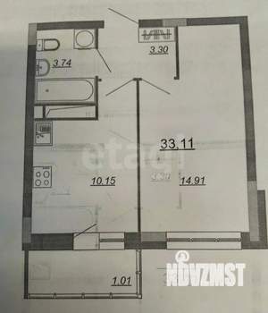 1-к квартира, вторичка, 33м2, 4/7 этаж