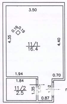 1-к квартира, вторичка, 19м2, 3/3 этаж