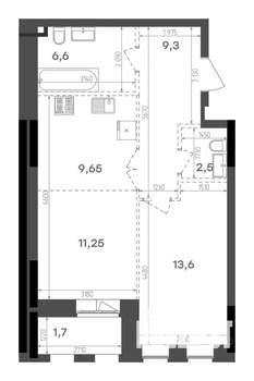 1-к квартира, вторичка, 54м2, 5/8 этаж