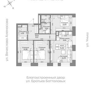 4-к квартира, вторичка, 74м2, 2/24 этаж
