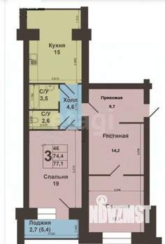 3-к квартира, вторичка, 80м2, 1/10 этаж