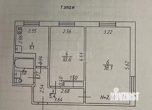 2-к квартира, вторичка, 42м2, 1/5 этаж