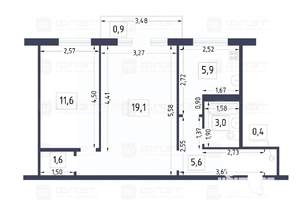 2-к квартира, вторичка, 48м2, 2/5 этаж