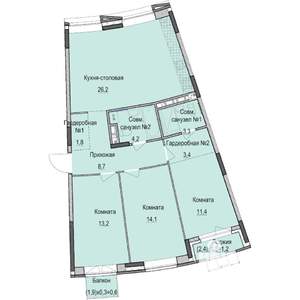 3-к квартира, вторичка, 88м2, 5/14 этаж