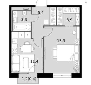 1-к квартира, вторичка, 40м2, 7/19 этаж