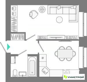 1-к квартира, вторичка, 33м2, 1/10 этаж