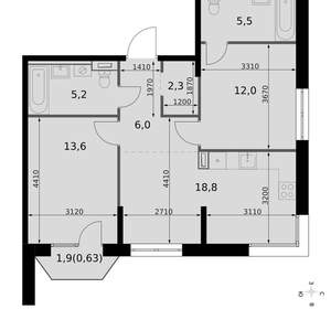 3-к квартира, вторичка, 64м2, 7/19 этаж