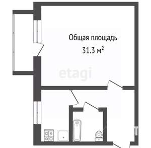 1-к квартира, вторичка, 32м2, 1/5 этаж