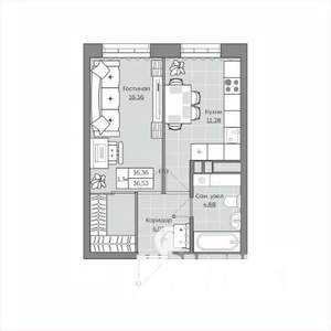 1-к квартира, вторичка, 37м2, 8/19 этаж