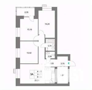 3-к квартира, вторичка, 89м2, 3/9 этаж