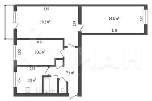 3-к квартира, вторичка, 61м2, 4/17 этаж