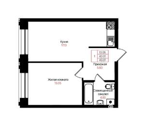 1-к квартира, вторичка, 40м2, 6/25 этаж