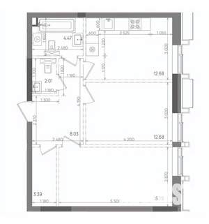 2-к квартира, вторичка, 59м2, 16/22 этаж