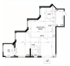 3-к квартира, вторичка, 89м2, 13/23 этаж