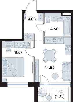 1-к квартира, вторичка, 37м2, 7/8 этаж
