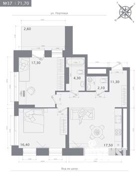 2-к квартира, строящийся дом, 72м2, 8/23 этаж