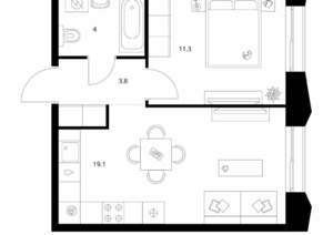 1-к квартира, вторичка, 38м2, 8/8 этаж