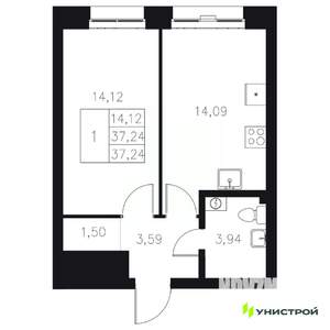 1-к квартира, вторичка, 37м2, 3/8 этаж