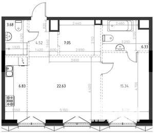 2-к квартира, вторичка, 66м2, 12/15 этаж