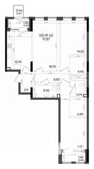 3-к квартира, вторичка, 92м2, 5/9 этаж
