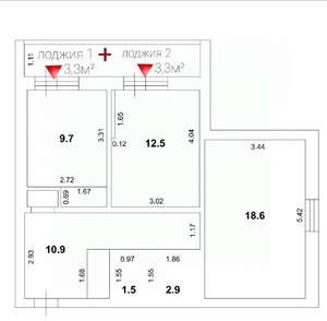 2-к квартира, вторичка, 56м2, 2/18 этаж