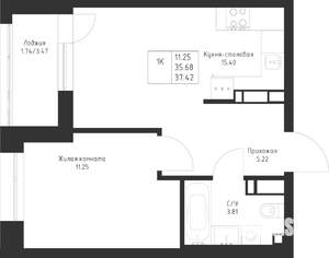 1-к квартира, вторичка, 37м2, 13/23 этаж