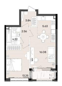 2-к квартира, вторичка, 47м2, 18/23 этаж