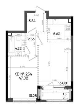 2-к квартира, вторичка, 47м2, 17/23 этаж