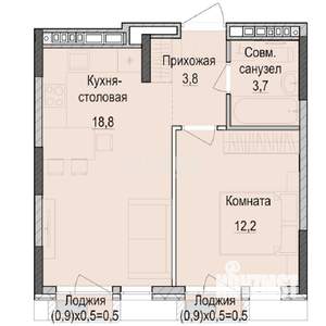 1-к квартира, вторичка, 39м2, 12/18 этаж
