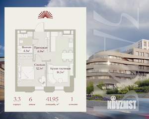 1-к квартира, вторичка, 42м2, 6/8 этаж