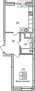 1-к квартира, вторичка, 41м2, 5/19 этаж