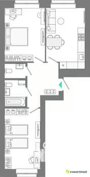 2-к квартира, вторичка, 60м2, 4/10 этаж