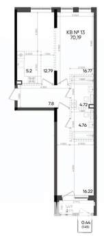 3-к квартира, вторичка, 70м2, 5/9 этаж