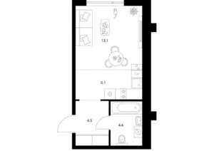 Студия квартира, вторичка, 28м2, 9/26 этаж