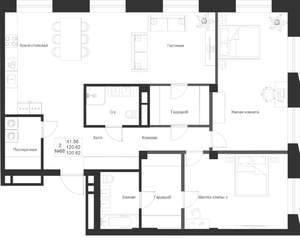 2-к квартира, вторичка, 121м2, 3/9 этаж