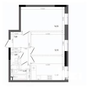 2-к квартира, вторичка, 55м2, 21/22 этаж