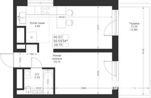1-к квартира, вторичка, 41м2, 4/25 этаж