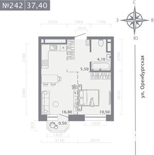 1-к квартира, вторичка, 37м2, 4/25 этаж