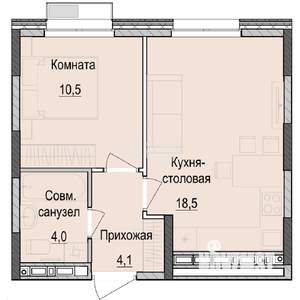 1-к квартира, строящийся дом, 37м2, 3/18 этаж