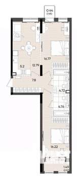 3-к квартира, вторичка, 70м2, 6/9 этаж