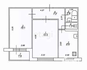 2-к квартира, вторичка, 52м2, 2/9 этаж