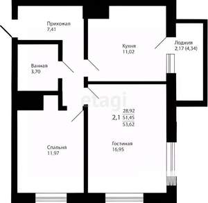 2-к квартира, вторичка, 49м2, 22/25 этаж