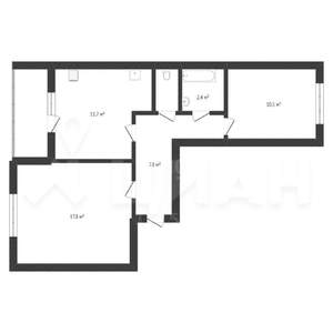 2-к квартира, вторичка, 54м2, 9/9 этаж