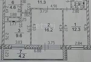 2-к квартира, вторичка, 61м2, 12/22 этаж