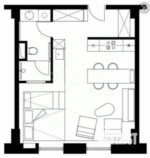 Студия квартира, вторичка, 33м2, 1/5 этаж