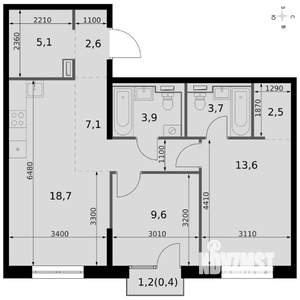 3-к квартира, вторичка, 67м2, 7/19 этаж