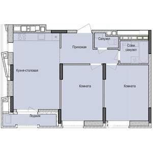 2-к квартира, строящийся дом, 65м2, 2/23 этаж
