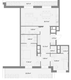 2-к квартира, вторичка, 103м2, 8/9 этаж