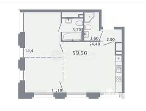 2-к квартира, вторичка, 60м2, 17/25 этаж